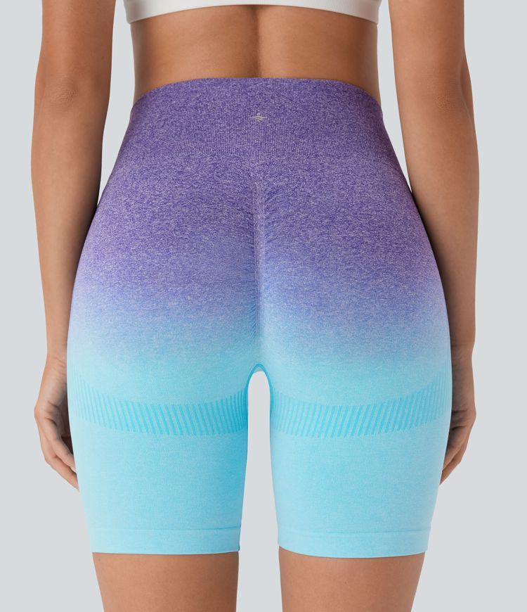 OneForm Seamless Flow High Waisted Ombre Yoga Biker Shorts 7''