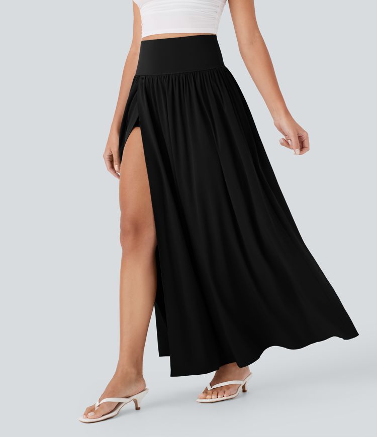 Breezeful™ SoCinched High Waisted Tummy Control Split 2-in-1 Flowy Quick Dry Maxi Resort Skirt