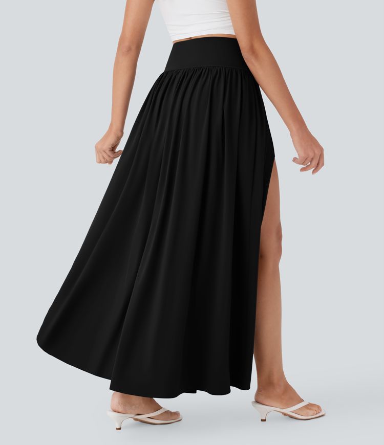Breezeful™ SoCinched High Waisted Tummy Control Split 2-in-1 Flowy Quick Dry Maxi Resort Skirt