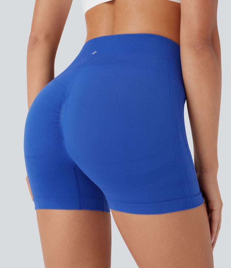 OneForm - Geraffte Yoga-Shorts mit hohem Bund und nahtlosem Flow - 10,2 cm