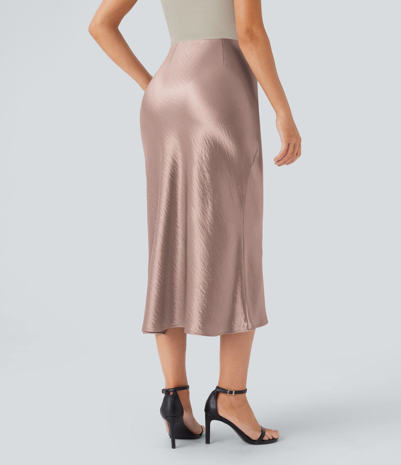 High Waisted Satin Midi Work Mermaid Skirt