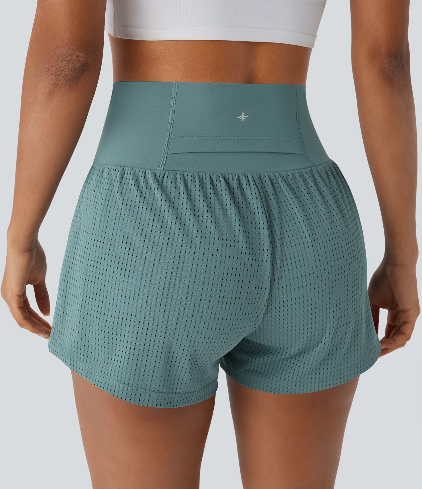 Perforierte 2-in-1 Yoga-Shorts mit superhohem Bund und Bauchkontrolle