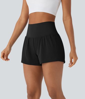 Super High Waisted Tummy Control Perforated 2-in-1 Yoga Shorts