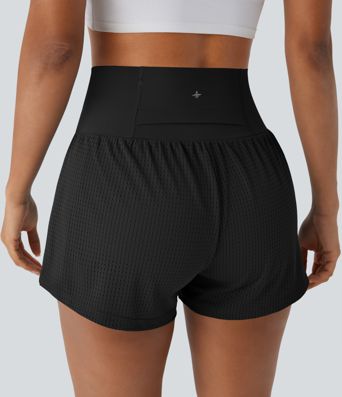 Super High Waisted Tummy Control Perforated 2-in-1 Yoga Shorts