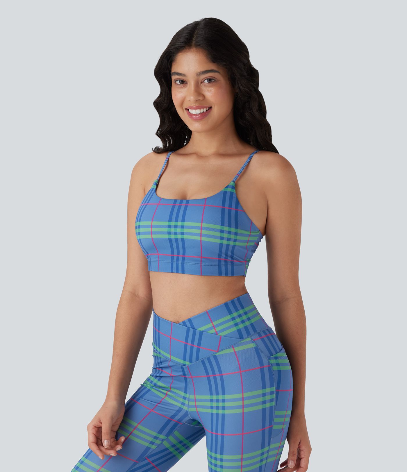 Low Support Plaid Cool Touch Yoga Sports Bra