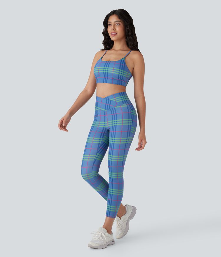 Low Support Plaid Cool Touch Yoga Sports Bra