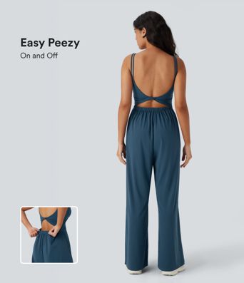 SoftlyZero™ Airy Double Straps Pocket Cool Touch Yoga Jumpsuit-Easy Peezy Edition