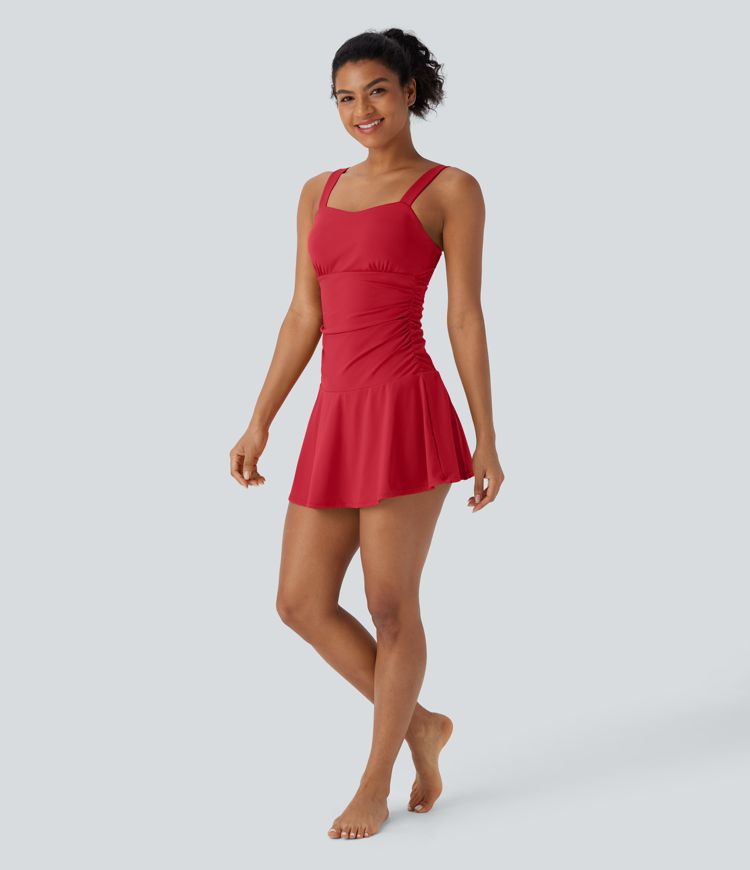 Softlyzero™ Airy, rückenfreies 2-in-1-Kleid mit Seitentasche und Cool Touch-Flare, Micro-Mini-Tanzkleid für aktive Anlässe