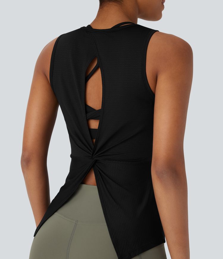 Round Neck Cut Out Yoga Tank Top