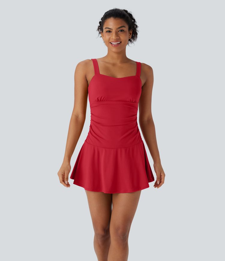 Softlyzero™ Airy, rückenfreies 2-in-1-Kleid mit Seitentasche und Cool Touch-Flare, Micro-Mini-Tanzkleid für aktive Anlässe