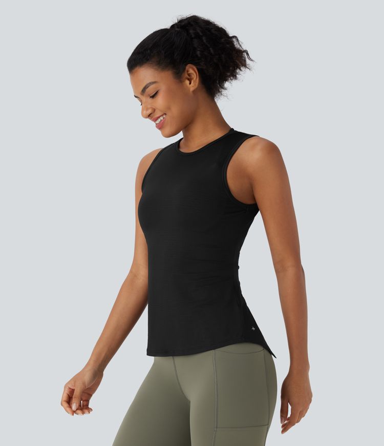 Round Neck Cut Out Yoga Tank Top