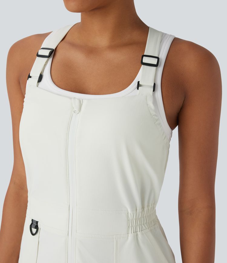 Water Repellent Wear-Resistant Zipper Pockets Mini Hiking Cargo Dress
