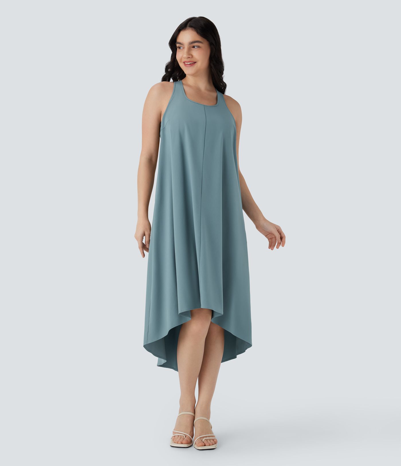Breezeful™ RacerPocket High Low Flowy Midi Quick Dry Casual Dress DD-F Cups Breezeful™ RacerPocket High Low Flowy Midi Quick Dry Casual Dress DD-F Cups