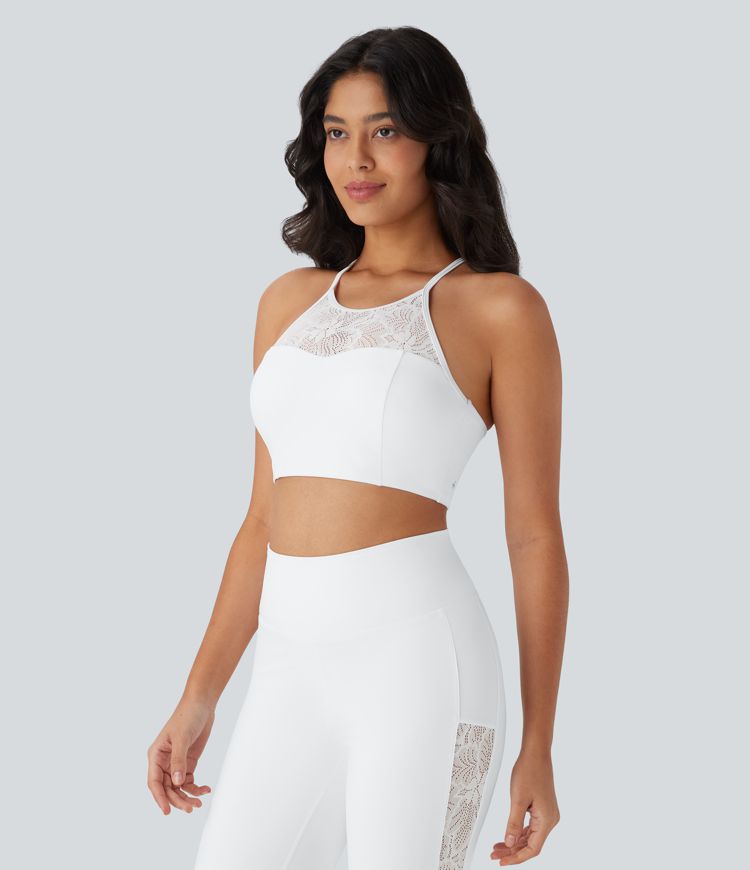 Softlyzero™ - Rückenfreier Yoga-Sport-BH mit niedrigem Support, Schnürung und Kontrastspitze