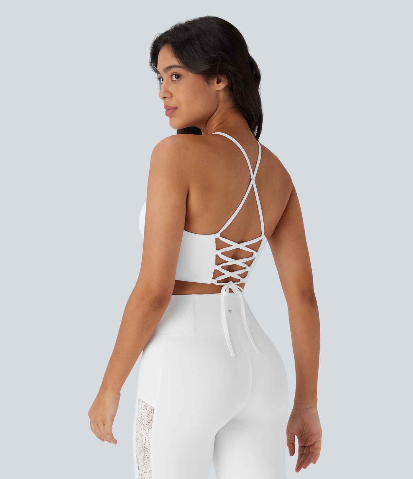 Softlyzero™ - Rückenfreier Yoga-Sport-BH mit niedrigem Support, Schnürung und Kontrastspitze