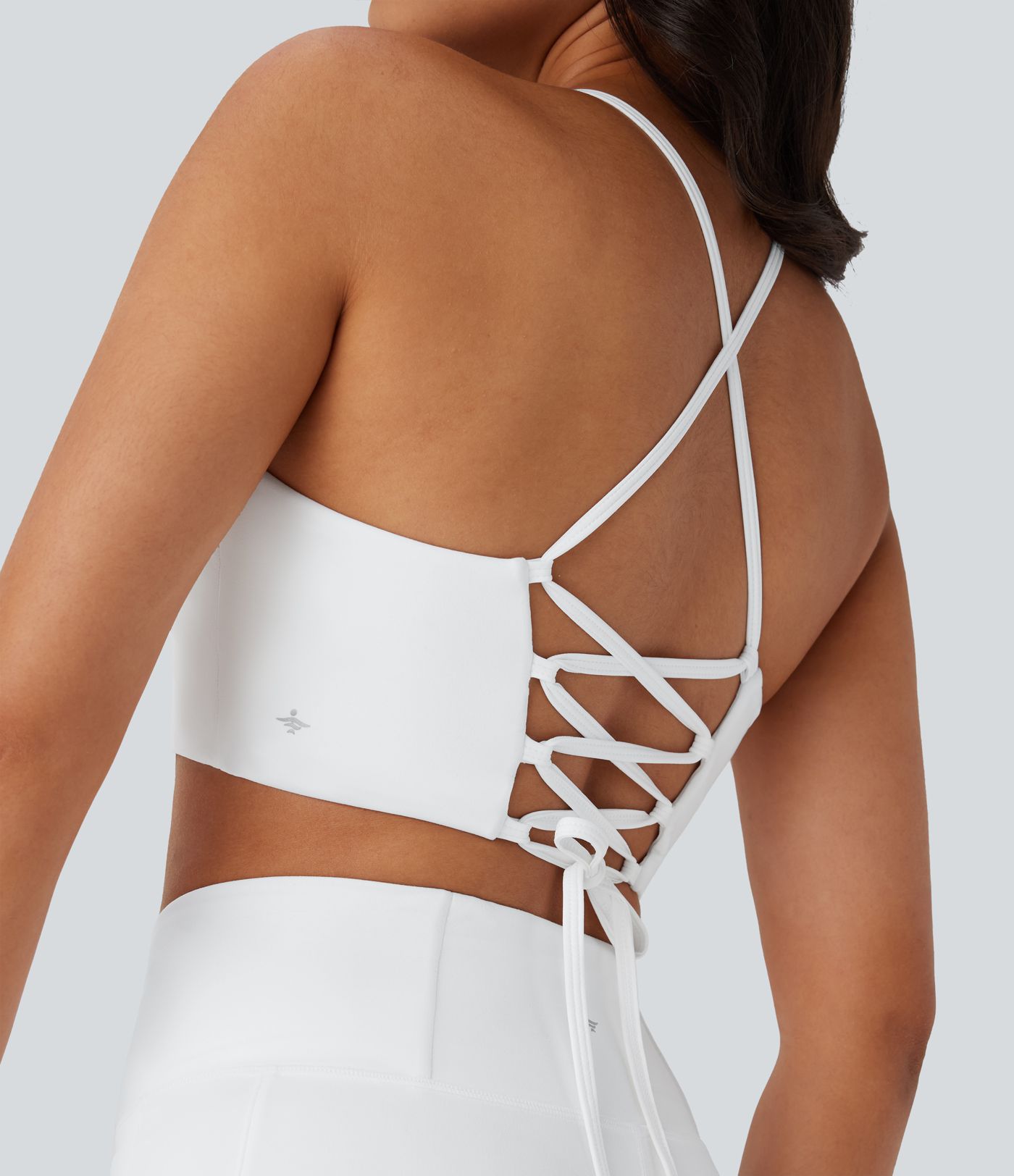 Softlyzero™ - Rückenfreier Yoga-Sport-BH mit niedrigem Support, Schnürung und Kontrastspitze