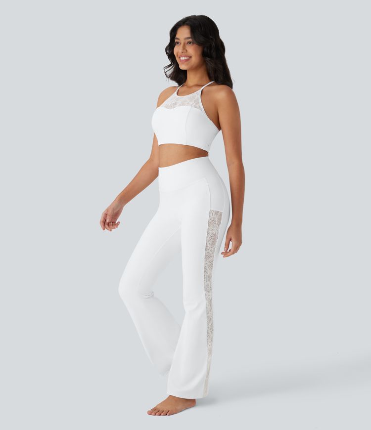 Softlyzero™ - Rückenfreier Yoga-Sport-BH mit niedrigem Support, Schnürung und Kontrastspitze