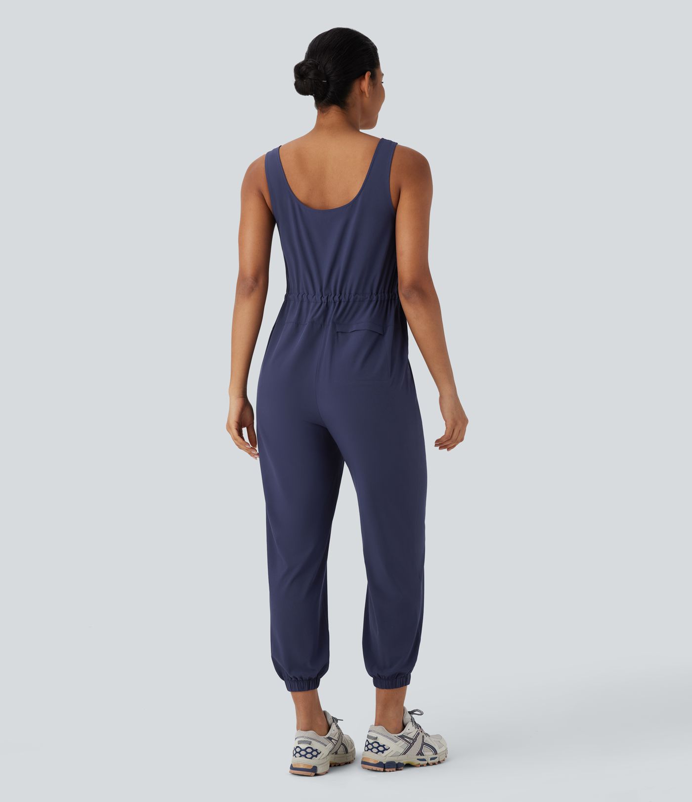 Breezeful™ V Neck Sleeveless Drawstring Multiple Pockets Quick Dry Camping Jogger Jumpsuit