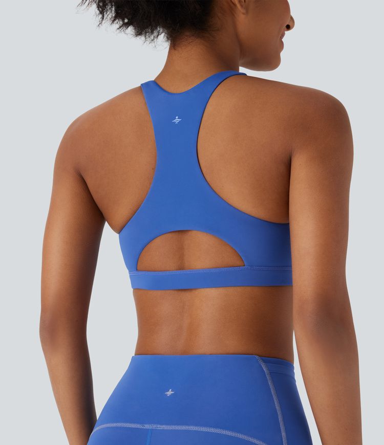 SpeedWave™ Medium Support Reflective Racerback Cut Out Quick Dry Hiking Sports Bra A-C Cups