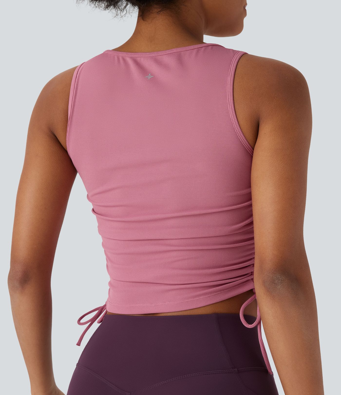 Yoga-Tanktop mit Waffelmuster und Kordelzug