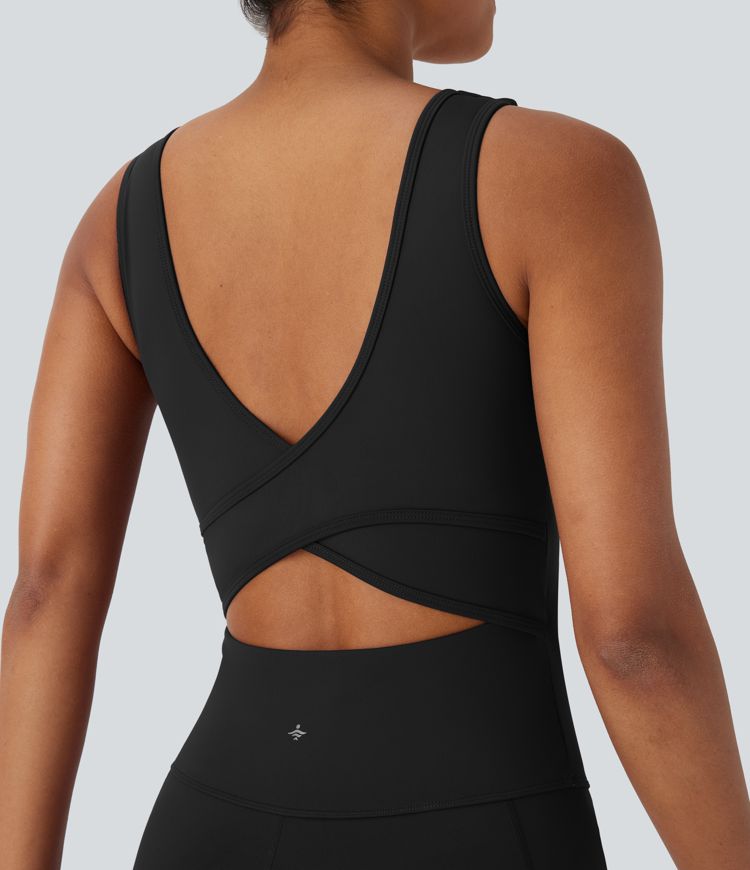 SoftlyZero™ Airy Cut Out Pocket Cool Touch Yoga Romper-UPF50+