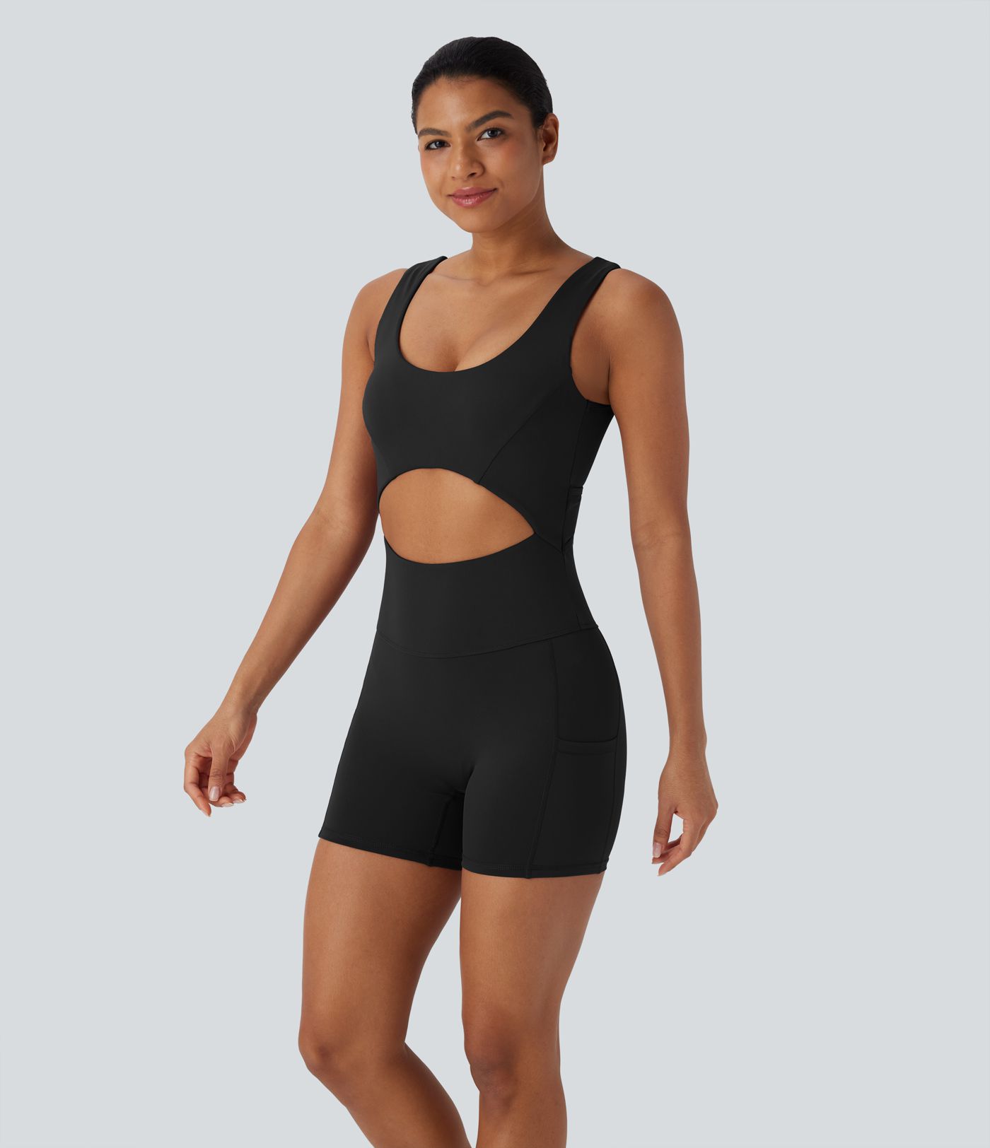 SoftlyZero™ Airy Cut Out Pocket Cool Touch Yoga Romper-UPF50+