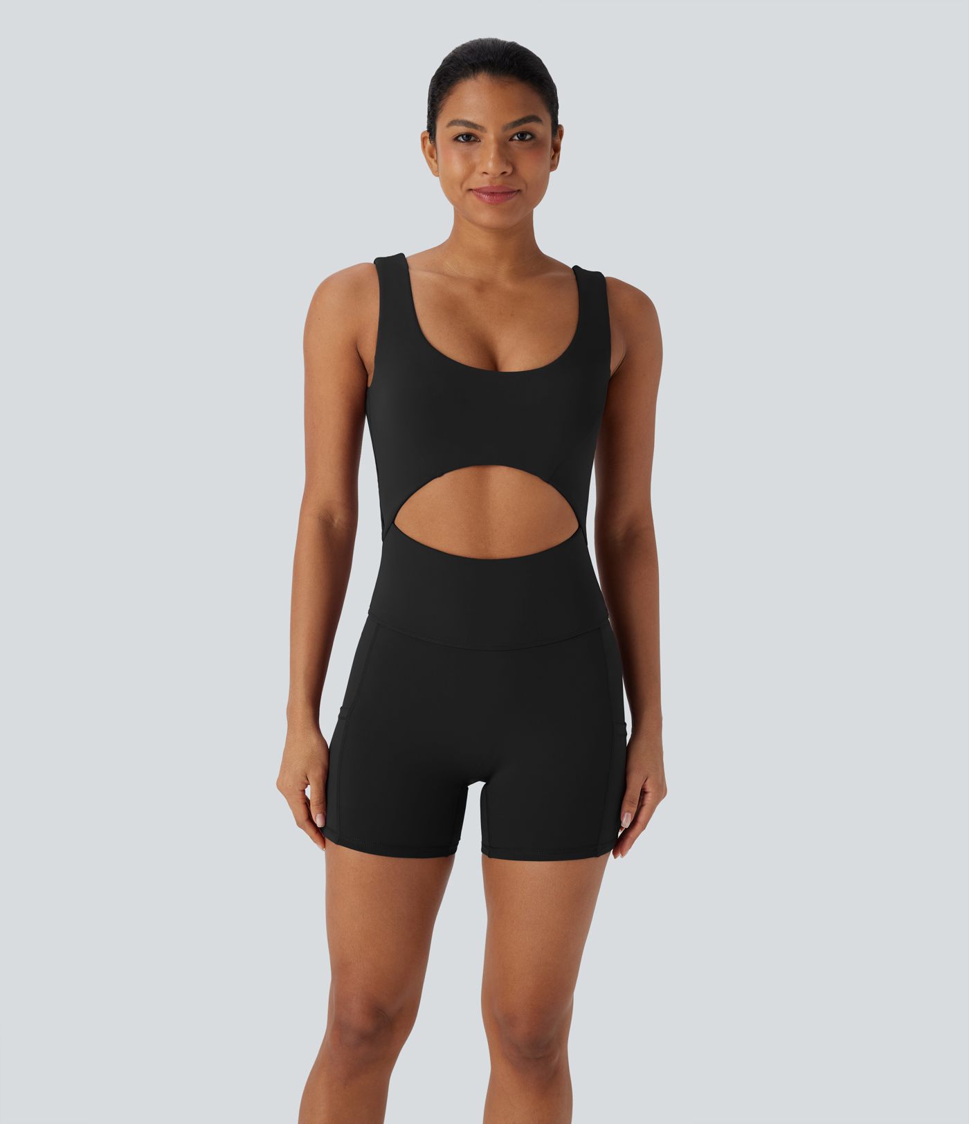 SoftlyZero™ Airy Cut Out Pocket Cool Touch Yoga Romper-UPF50+