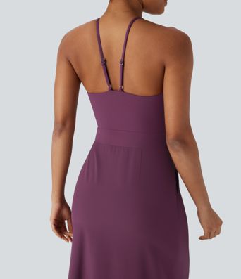 Breezeful™ Backless Adjustable Strap Invisible Zipper Side Pocket Split Maxi Quick Dry Party Dress