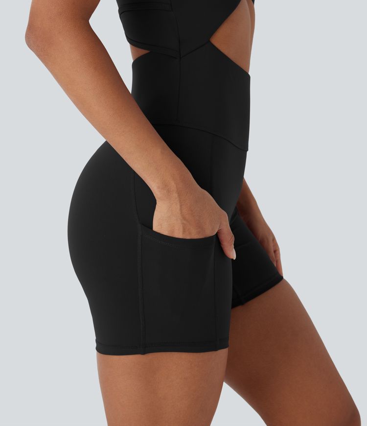 SoftlyZero™ Airy Cut Out Pocket Cool Touch Yoga Romper-UPF50+
