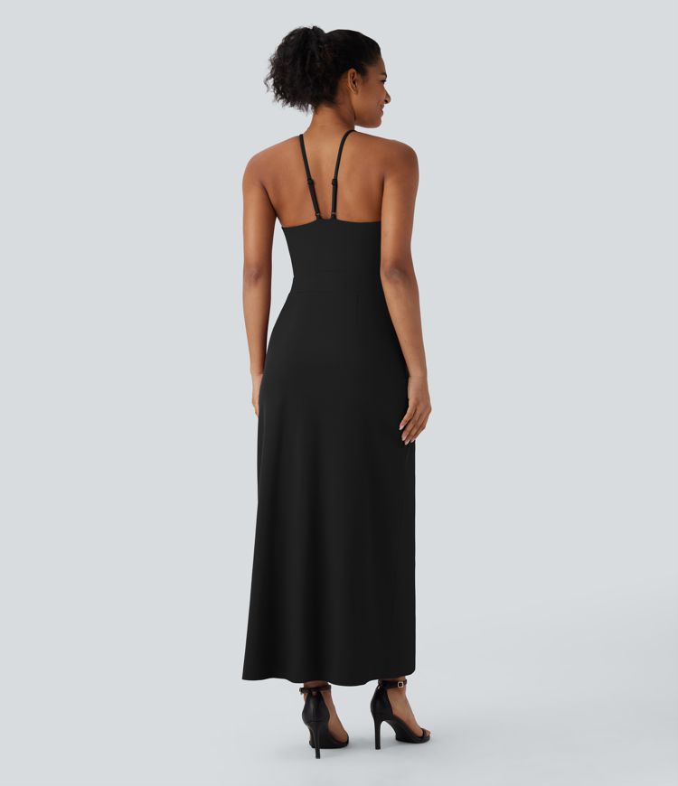 Breezeful™ Backless Adjustable Strap Invisible Zipper Side Pocket Split Maxi Quick Dry Party Dress