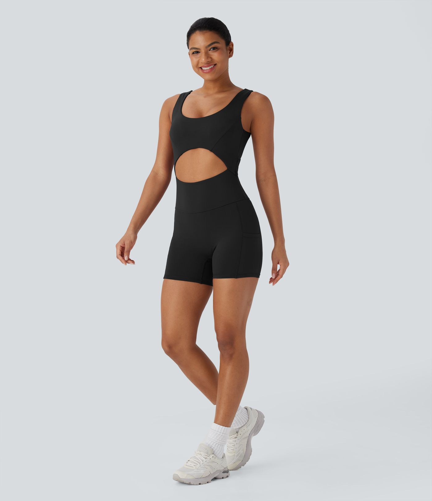 SoftlyZero™ Airy Cut Out Pocket Cool Touch Yoga Romper-UPF50+