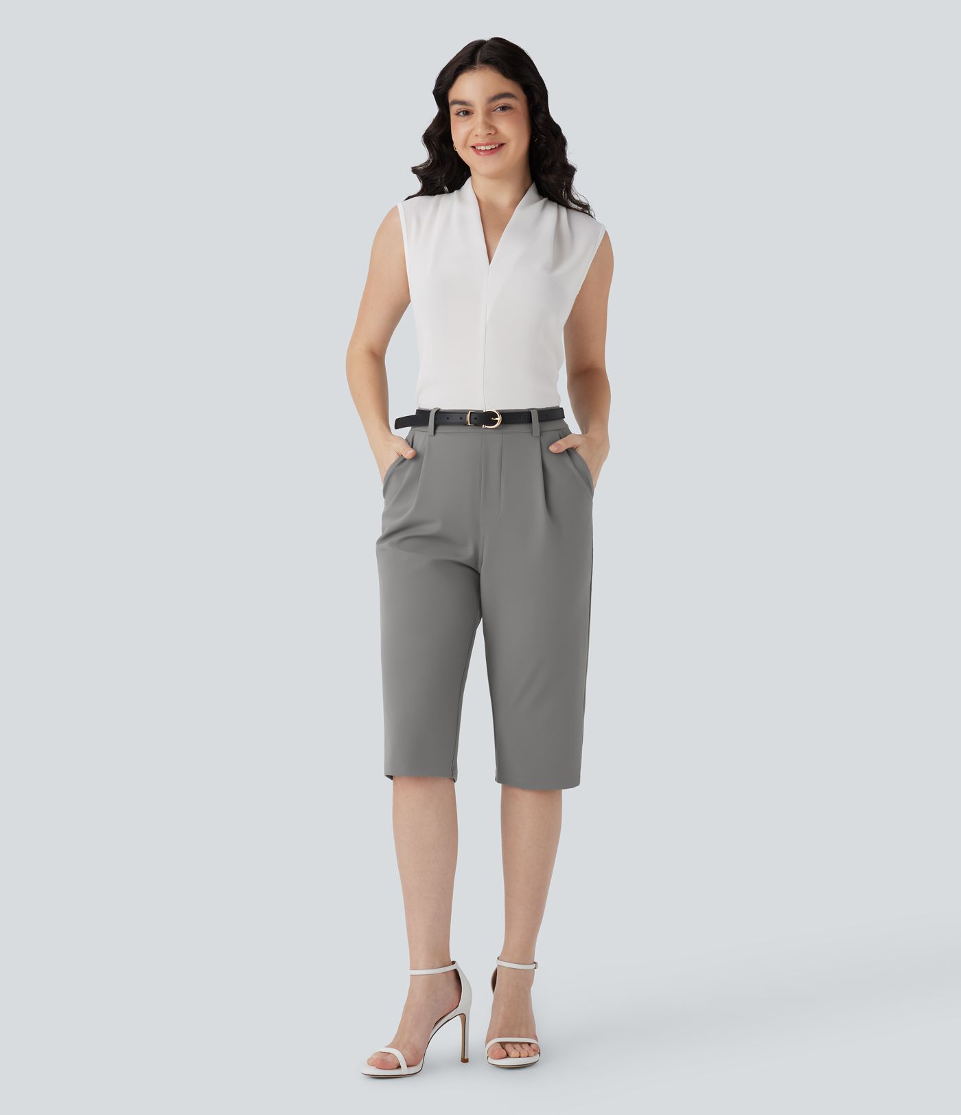 Pantalon de travail pedal pusher fuselé taille haute Halara Flex™ DayStretch avec poches