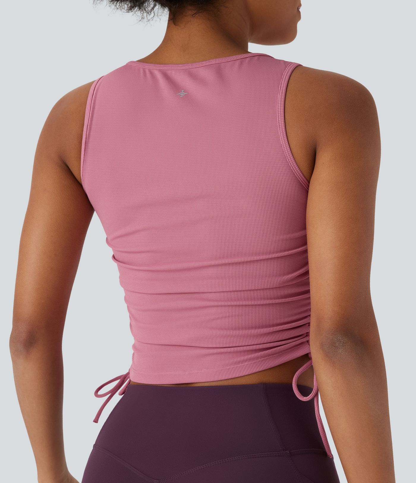 Yoga-Tanktop mit Waffelmuster und Kordelzug