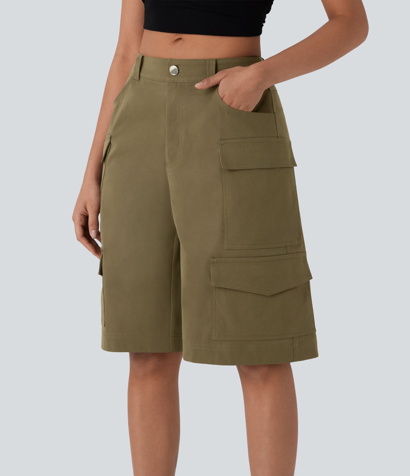 Short Cargo Décontracté à Coupe Moyenne avec Poches