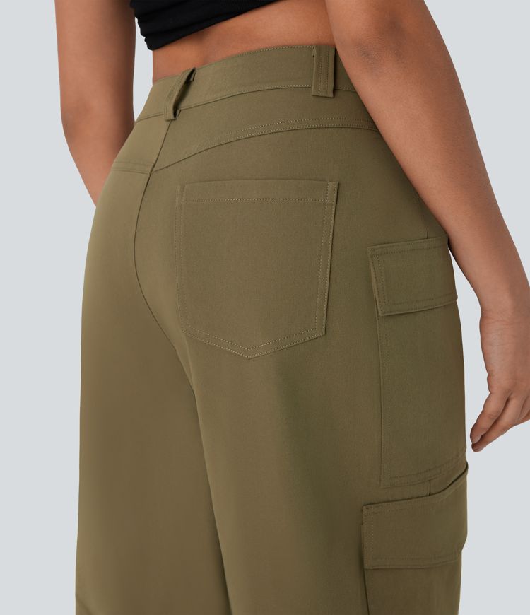 Mid Rise Pockets Casual Cargo Bermuda Shorts