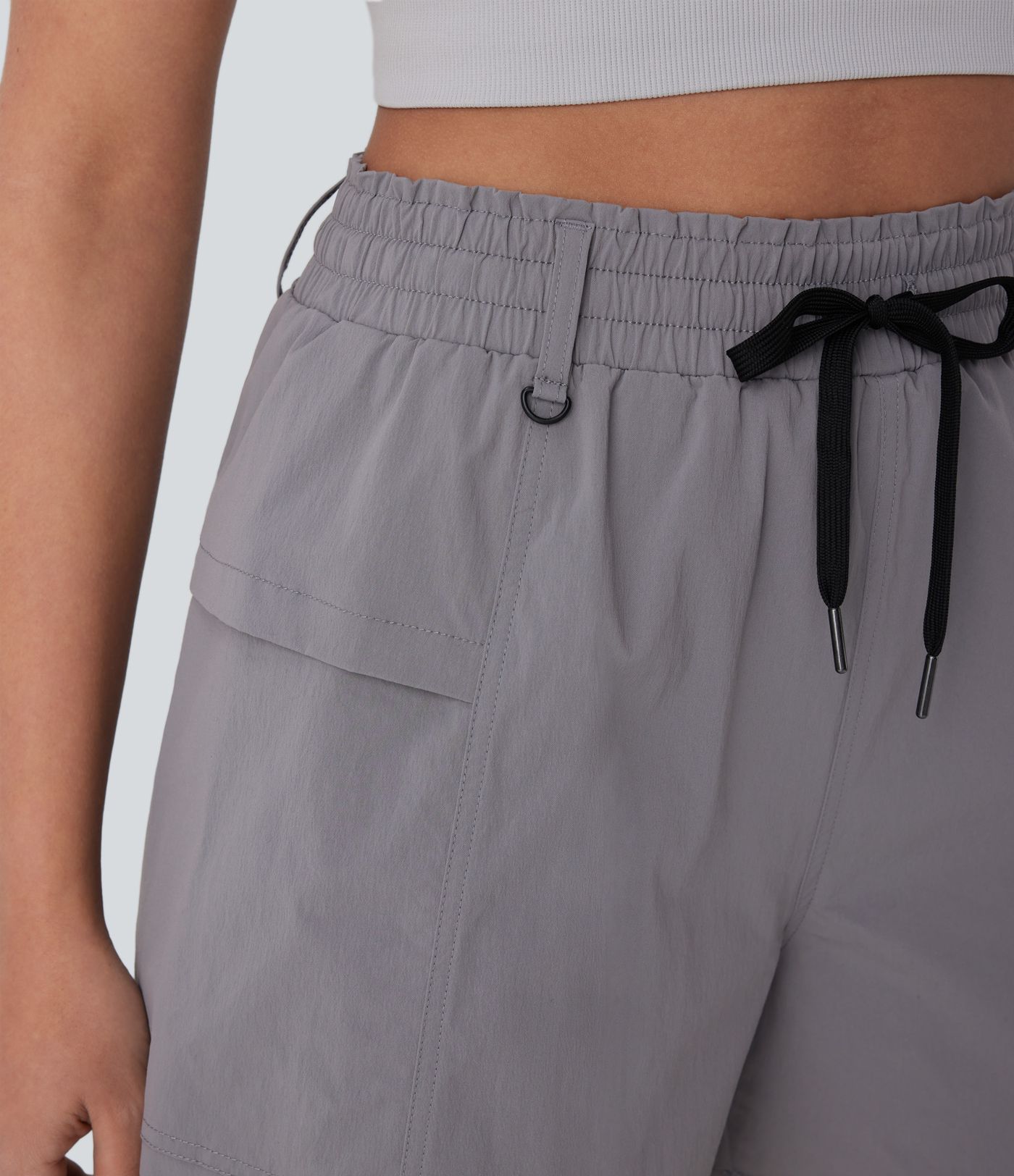 Wandershorts mit hohem Bund, Seitentaschen, Kordelzug und Rüschen - 12,7cm