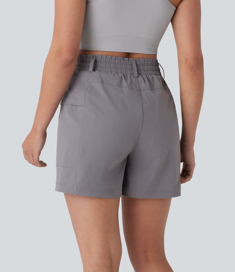 Wandershorts mit hohem Bund, Seitentaschen, Kordelzug und Rüschen - 12,7cm