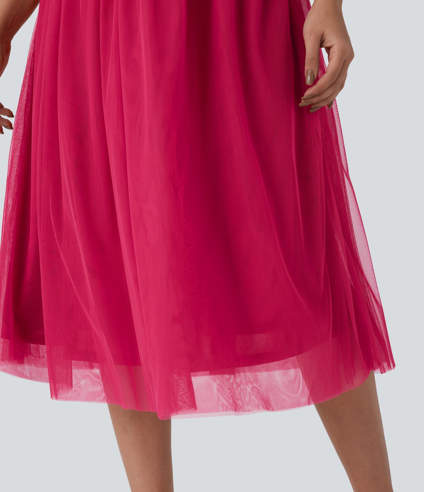 Corset Contrast Mesh Midi Dress