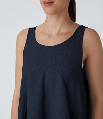 Tie Back Sleeveless Flowy Mini Casual Tunic Dress with Pockets