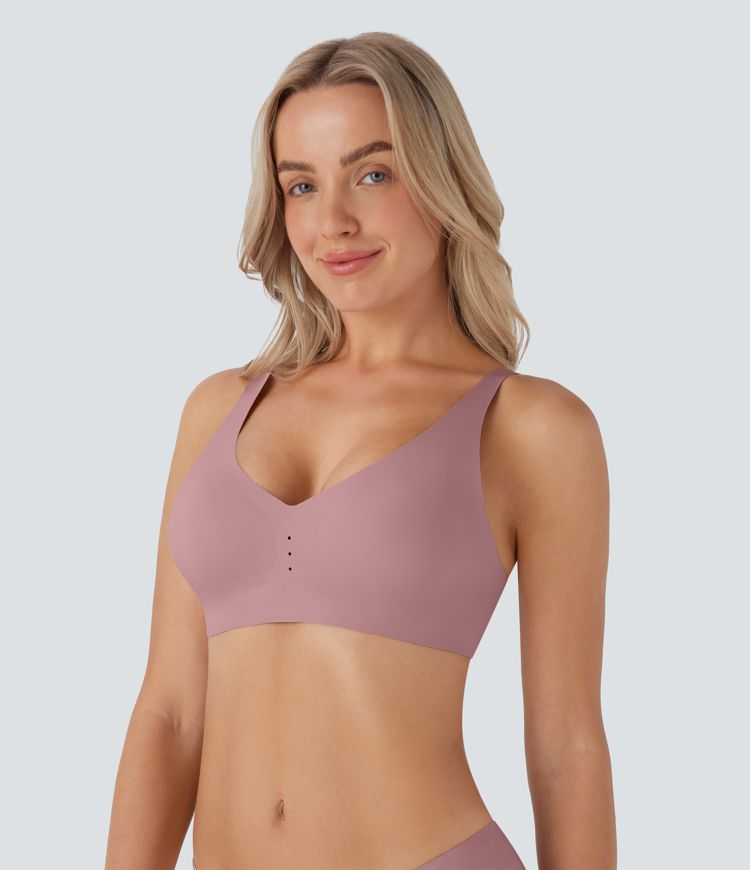 Seamless Skin Friendly Adjustable Strap Perforated Lounge Bra