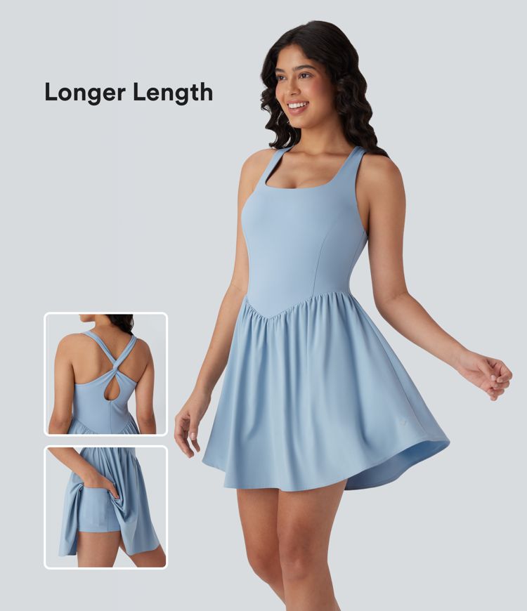 Breezeful™ Backless Corset 2-in-1 Pocket Mini Quick Dry Flowy Pickleball Active Dress-Longer Legnth