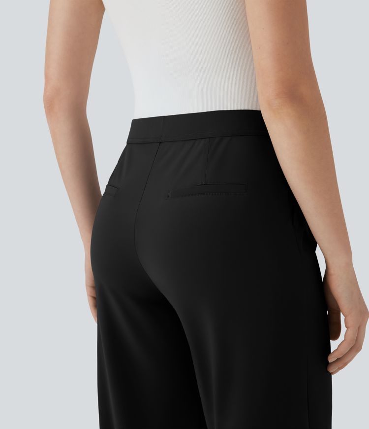 High Waisted Pocket Straight Leg Cool Touch Work Pants