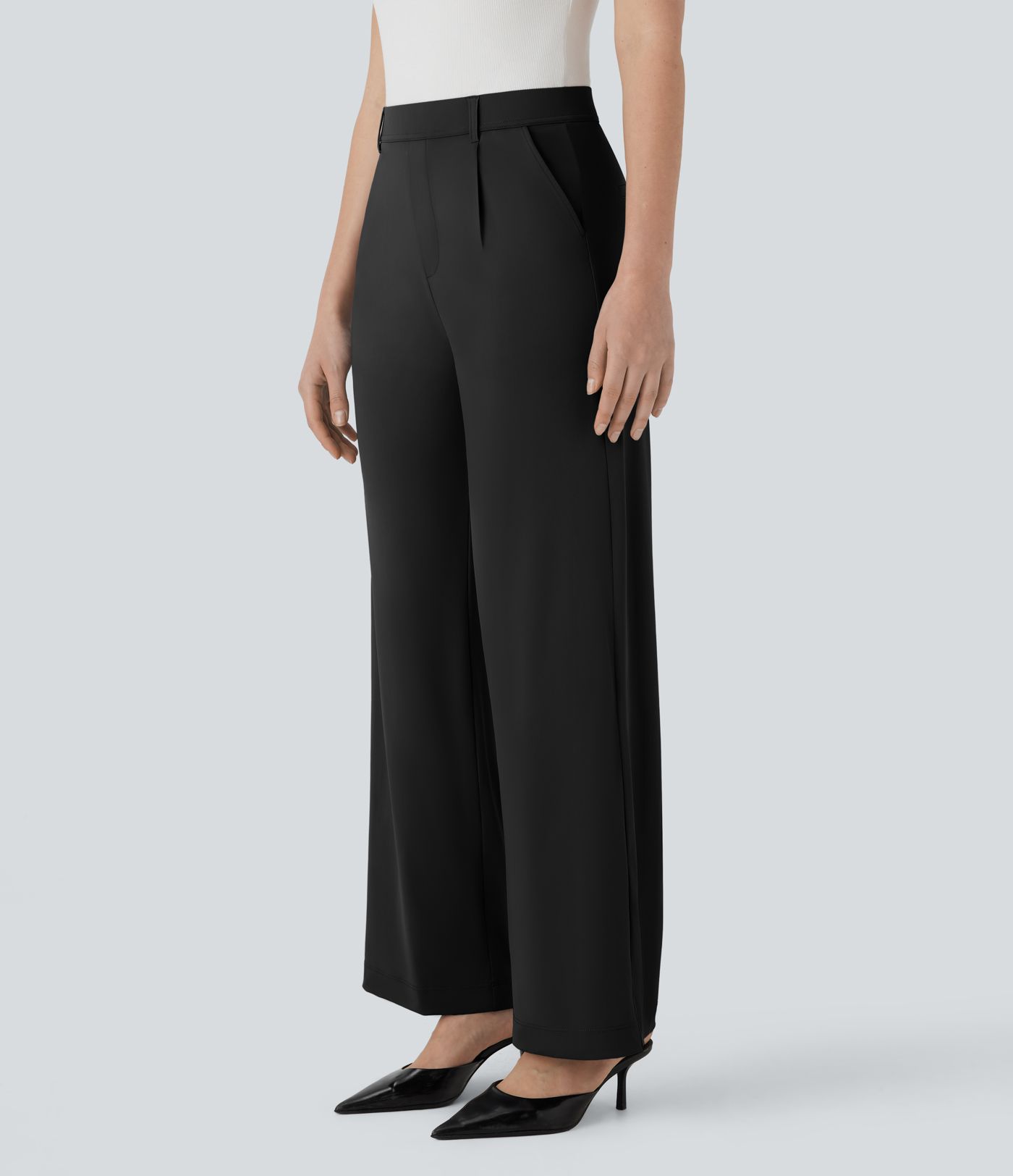 High Waisted Pocket Straight Leg Cool Touch Work Pants