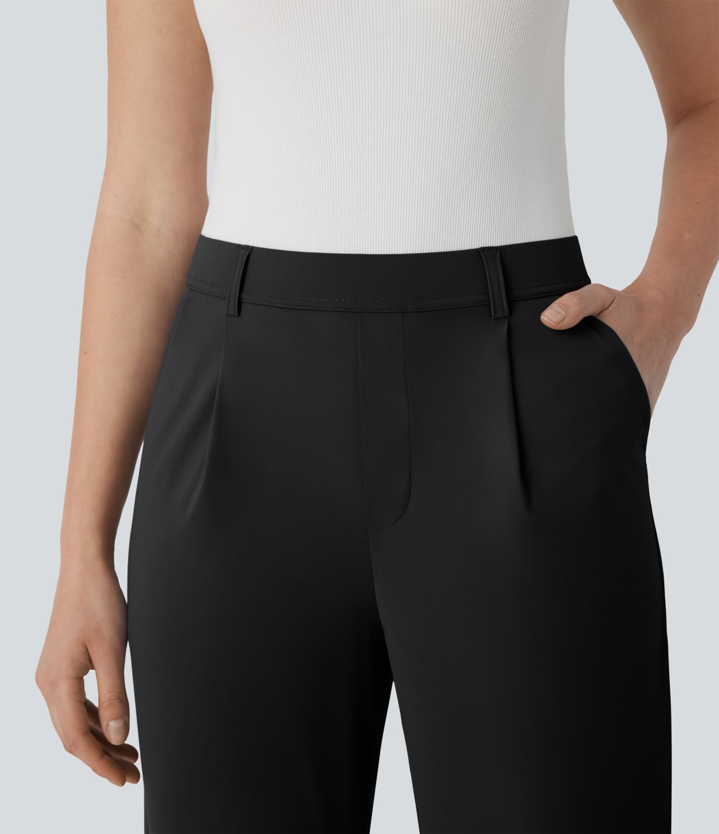 High Waisted Pocket Straight Leg Cool Touch Work Pants