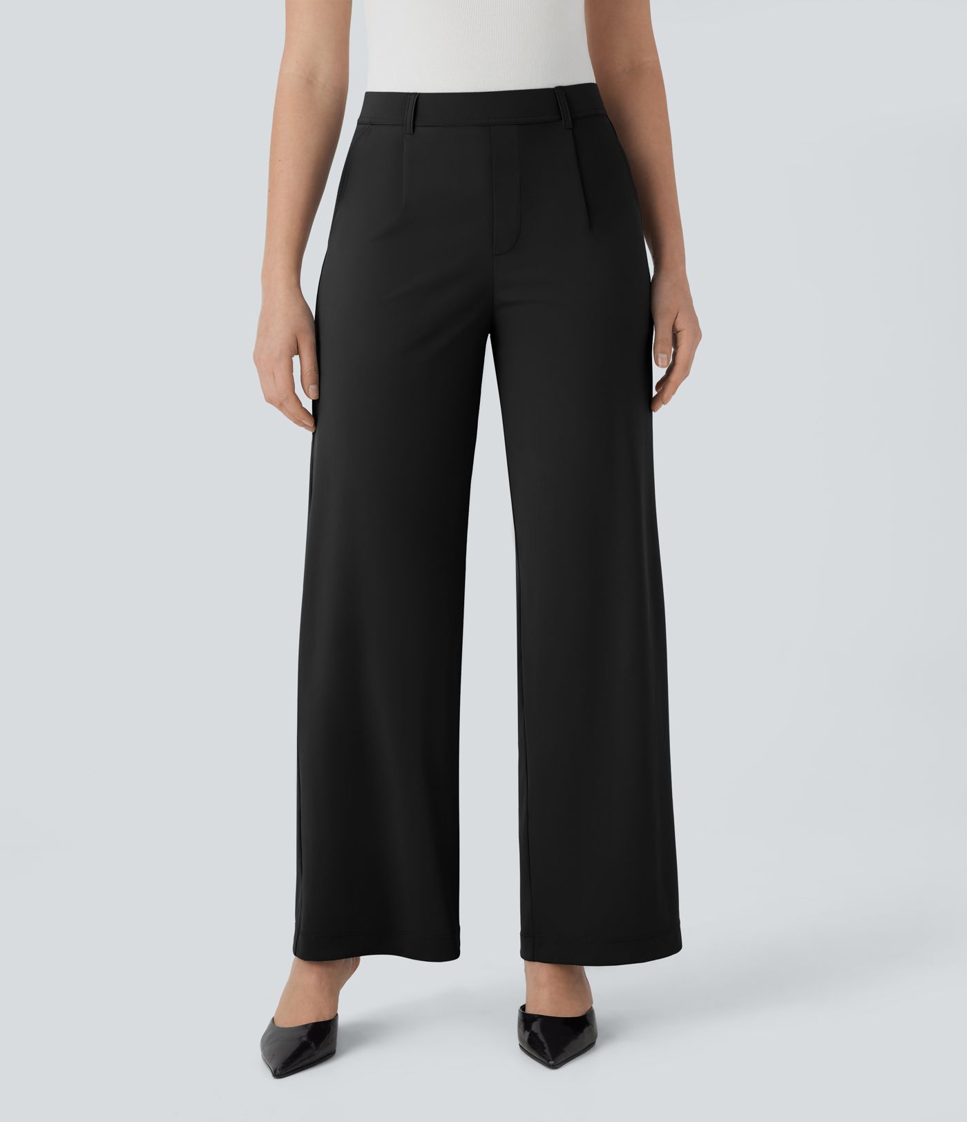 High Waisted Pocket Straight Leg Cool Touch Work Pants