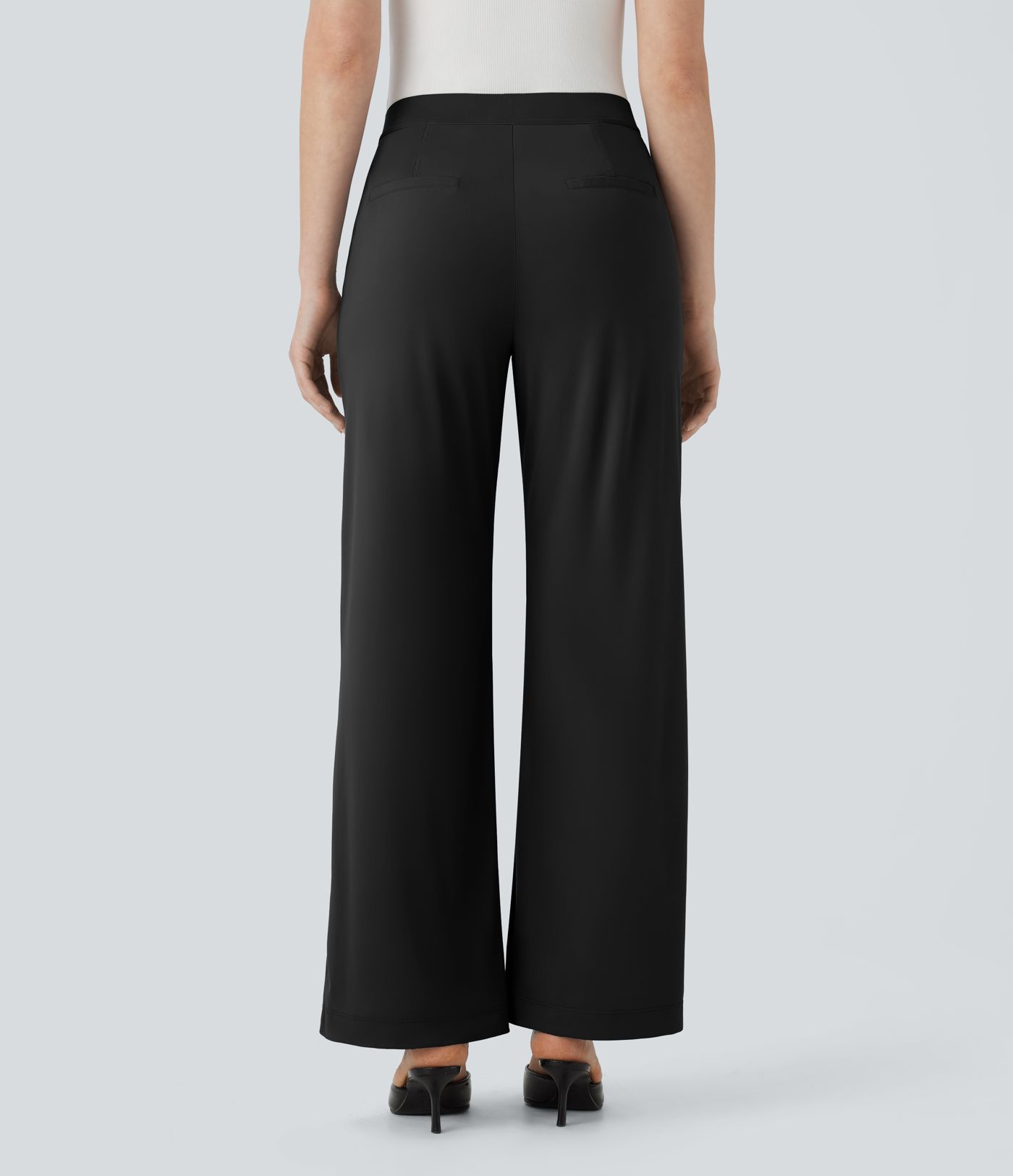High Waisted Pocket Straight Leg Cool Touch Work Pants