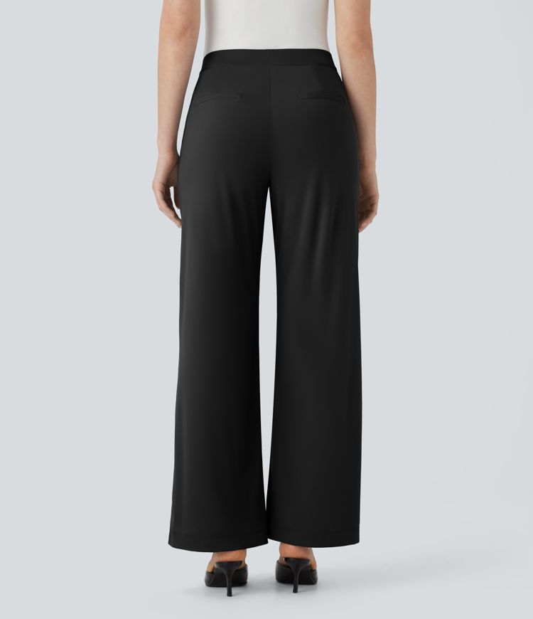 High Waisted Side Pocket Straight Leg Cool Touch Work Pants
