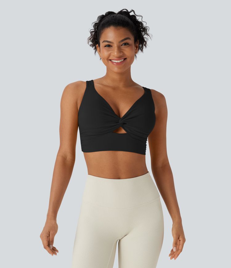 Softlyzero™ Airy Low Support Twisted Cut Out Backless Cool Touch Yoga Sports Bra-UPF50+-D/DD/DDD/F Cups