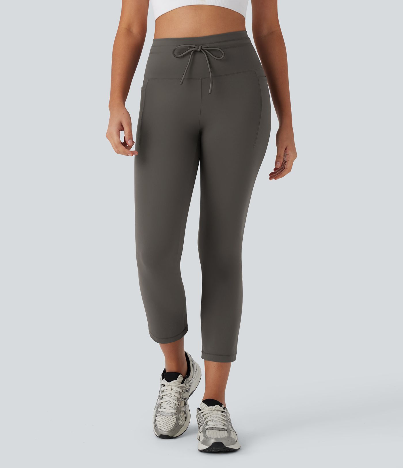 Pantalon yoga ajusté court taille haute avec cordon de serrage DayStretch avec poches