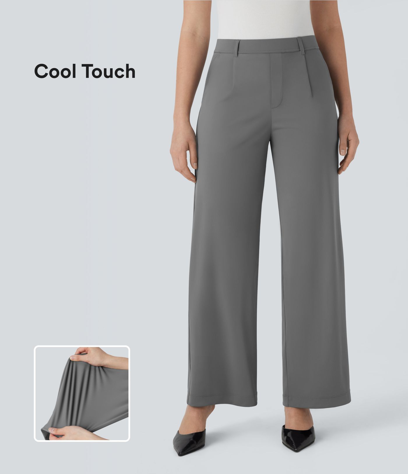 High Waisted Pocket Straight Leg Cool Touch Work Pants